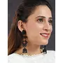 Priyaasi Black Studded Geometric Drop Earrings, 9 image