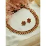 Priyaasi Traditional Floral Golden ColorPearls Short Necklace Set for Women with Stud Earrings - Stylish and Fashion Jewellery for Girls (Gold), 11 image