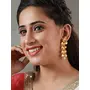 Priyaasi Red Studded Floral Golden ColorDrop Earrings, 8 image