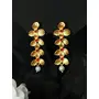Priyaasi Red Studded Floral Golden ColorDrop Earrings, 5 image