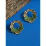 Priyaasi Green Floral Studded Golden ColorEarrings, 7 image