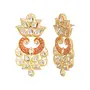 Priyaasi Designer Gold & Red Gold-ColorFloral Design Drop Earrings For Women and Girls, 2 image