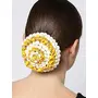 Priyaasi Traditional Yellow & White Floral Hair Juda Accessory Hair Bun For Women and Girls, 7 image