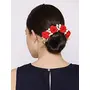 Priyaasi Women's Red and White Fabric Floral Juda Maker Gajra Bun Hair Accessoies for Women, 5 image