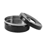 Dynore Stainless steel Black/Silver Round Lid Ash Tray- Set of 6, 2 image