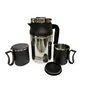 Dynore Stainless Steel 800 ml of Thermos with 2 Black Travel Mug- Set of 3