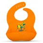 LuvLap Silicone Baby Bib for Feeding & Weaning Babies & Toddlers Waterproof Washable & Reusable Non Messy Easy Cleaning No Bad Odour Adjustable Neckline with Buttons (Orange)
