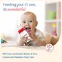 LuvLap Essential Slim Neck Glass Feeding Bottle 125ml 0m+/Babies Upto 3 Years Made of Borosilicate Glass BPA Free Ergonomic Shape is Easy to Hold with Anti Colic Nipple White & Red Pack of 1, 2 image