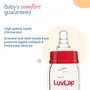 LuvLap Essential Slim Neck Glass Feeding Bottle 125ml 0m+/Babies Upto 3 Years Made of Borosilicate Glass BPA Free Ergonomic Shape is Easy to Hold with Anti Colic Nipple White & Red Pack of 1, 3 image
