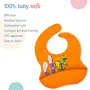 LuvLap Silicone Baby Bib for Feeding & Weaning Babies & Toddlers Waterproof Washable & Reusable Non Messy Easy Cleaning No Bad Odour Adjustable Neckline with Buttons (Orange), 2 image