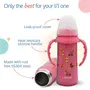 LuvLap 4 in 1 Slim Neck Steel Baby Bottle Cum Sipper with Handle Made ofÂ SS304 Rust Free Steel BPA Free Odour Free Anti Colic Nipple Spout Weighted Straw & Cap Pink 3M+ 240 ml, 3 image