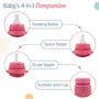 LuvLap 4 in 1 Slim Neck Steel Baby Bottle Cum Sipper with Handle Made ofÂ SS304 Rust Free Steel BPA Free Odour Free Anti Colic Nipple Spout Weighted Straw & Cap Pink 3M+ 240 ml, 2 image