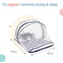 LuvLap Baby Bed with Thick Mattress Mosquito Net with Zip Closure & Neck Pillow Baby Bedding for New Born 3M+ Parachute Print Baby Sleeping Bed(White & Blue), 6 image