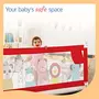 Luvlap Comfy Baby Bed Rail Guard for Baby (6 ft x 2.3 ft) 180cmx72cm Bed Rails for Baby & Toddler Safety Portable Baby Bed Fence Adjustable Height Single Side Bed Rail for Baby Printed Red New, 3 image