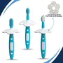 LuvLap Baby 3 Stage Training Toothbrush Set with Anti Choking Shield Baby Oral Hygiene (Blue) & LuvLap Silicone Food/Fruit Nibbler with Extra Mesh Elegant Blue, 4 image