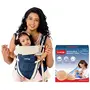 LuvLap Elegant Baby Carrier with 4 Carry Positions for 4 to 24 Months Baby Max Weight Up to 15 Kgs (Dark Blue) & LuvLap Washable Maternity Nursing Breast Pads 6 Pcs Reusable Leak-Proof