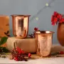 Copper Wellness set. One copper bottle engraved with Yogeshwaraya chant (950ml) and two copper tumblers (200ml each). A set of traditional wellbeing., 3 image