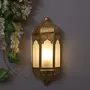 Set of 2 Decorative Golden Wall Sconce/Candle Holder with Red Glass and Free T-Light Candles, 5 image
