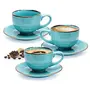 Treo by Milton ECLAT Cup N Saucer Set of 12 Cyan Blue | Tea | Coffee | Milk | Hot Chocolate | Latte | Cappuccino | Mocha | Espresso, 2 image