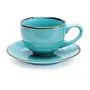 Treo by Milton ECLAT Cup N Saucer Set of 12 Cyan Blue | Tea | Coffee | Milk | Hot Chocolate | Latte | Cappuccino | Mocha | Espresso, 3 image