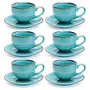 Treo by Milton ECLAT Cup N Saucer Set of 12 Cyan Blue | Tea | Coffee | Milk | Hot Chocolate | Latte | Cappuccino | Mocha | Espresso