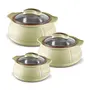 MILTON Weave Jr. Insulated Inner Stainless Steel Casserole with Glass LidSet of 3 (420 ml 780 ml 1.32 litres)Beige | BPA Free |Food Grade | Easy to Carry | Ideal for Chapatti | Roti | Curd Maker, 2 image