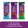Cadbury Dairy Milk Silk Chocolate Bar Small Combo (1 x Silk Oreo 60 g 1 x Silk Bubbly 50 g 1 x Silk Roast Almond 58 g), 2 image