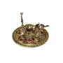 Festive Vibes Brass Floral Design Antique Finishing Puja Thali Complete Set for Daily Worship Aarti Thali for Home Mandir Puja Samagri for Home Mandir (Golden) with Velvet Box Size - 10 Inch