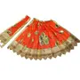 Festive Vibes Polystere Matarani Dress of Chunri Patka/Lehenga Patka Dress for Goddess Poshak for Durga/Lakshmi/Saraswat Devi Dress Margashirsha Ghaghra Choli for Matarani 1 Piece Size - 5 Inch (Orange), 2 image