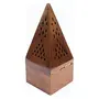 Festive Vibes Wooden Pyramid Shape Incense Sticks Holder Wooden Incense Box Ash Catcher Home Fragrance Stand Holder/Incense Stick Holder Burner (3 Inch Brown)(Triangular), 2 image