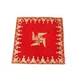 Festive Vibes Velvet Swastik Pooja Assan/Ganpati Rumal Velvet Pooja Cloth Puja Assan/Puja Chowki Assan Altar Cloth for Size- 18 * 18 Inch Red Pack of 1 Piece, 2 image