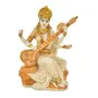 Festive Vibes Saraswati Ji Polyresin Marble dust Murti for Pooja Room I Home Temple Decoration Items I god Idols I Statue I God Idols I Home Temple Decoration Items (Size :: 6x3 Inch) Gold, 3 image