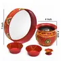 Festive Vibes Metal Decorated Golden Stone Lace Pooja Thali Set for Karwachauth/Stainless Steel Karwa chauth Puja thali Set for Vrat Poojan, 2 image