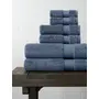 Amouve 100% Organic Cotton Towel Set Of 6, 2 Bath Towels + 2 Hand Towels + 2 Face Towels, 700 GSM, Luxury, Super-Soft - Navy Blue