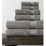 Amouve 100% Organic Cotton Towel Set Of 6, 2 Bath Towels + 2 Hand Towels + 2 Face Towels, 700 GSM, Luxury, Super-Soft - Stone Grey