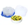 Kuber Industries Plastic Big Idli Dhokla Maker Combo Set for Microwave with 3 Idli Moulds and 1 Dhokla Pan (Blue) - CTLTC44401