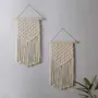 Decazone Boho Wall Hanging Decor Woven Pure Cotton Cord Macrame Tapestry Beautiful Geometric Wall Art for Apartment Home Decor Living Room Decoration Pack of 2 Beige 56 x 36, 2 image