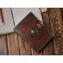 ALCRAFT Real Leather Green Stone Brown Embossed Handmade Diary with Metal Lock -Size of (H) 6*(L) 4.5 Brown, 2 image