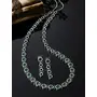 ZENEME Rhodium-ColorSilver Toned Circular Long Necklace Earring Jewellery Set for Girls and Women, 4 image