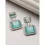 Zeneme Silver-Colorstudded Square Shaped Drop Earrings for Girls and Women, 2 image