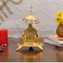 Collectible India Metal Singhasan Oval Shaped for Ganesha Krishna God Idols - Golden ColorLadoo Gopal Pooja Chowki for Temple Mandir Puja Idol Decoration Items (1 Pieces)