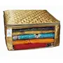 Kuber Industries Non Woven Fabric Saree Cover/Clothes Organizer|Solid Color & Transparent Window|Zipper Closure With Foldable Material Pack of 1 (Gold )