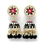 ZENEME Gold-ColorKundan & Pearls studded Dome Shaped Handcrafted Jhumka Earrings, 5 image