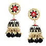 ZENEME Gold-ColorKundan & Pearls studded Dome Shaped Handcrafted Jhumka Earrings