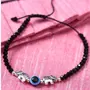 Dulcett India| Evil Eye Bracelet | Black Beads Evil Eye Bracelet | Adjustable Threads Evil Eye Bracelet | Black Crystal Evil Eye Bracelet With Elephant Charms, 4 image