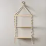 Decazone Macrame Wall Hanging 3-Tier Floating Shelves Natural e with Wooden Ring Bohemian Hand Woven Decor Bookcase Display Storage Rack Beige 105 x 40 cm (3-Tier Floating Shelves-2.), 5 image