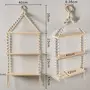 Decazone Macrame Wall Hanging 3-Tier Floating Shelves Natural e with Wooden Ring Bohemian Hand Woven Decor Bookcase Display Storage Rack Beige 105 x 40 cm (3-Tier Floating Shelves-2.), 6 image