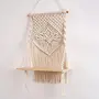 Decazone Macrame Indoor Wall Hanging Shelf Chic Decor Wood Floating Boho Shelves with Wooden Dowel Hand Woven Bohemian Decor for Apartment Dorm Bedroom Living Room Nursery Beige 60 x 30cm, 6 image