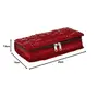 Kuber Industries Premium Satin Jewellery Pouch Kit|Embroidered Front With Zipper Closure|4 Flaps with 2 Extra Pockets|Size 25 x 15 x 7 Pack of 1 Maroon, 5 image