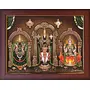 Garuda Photos - God Sri Tirupati venkateswara Swamy (Balaji) with Padmavati & Lakshmi Devi (Brown) - Photo Frame (Small 9 X 7 Inch)
